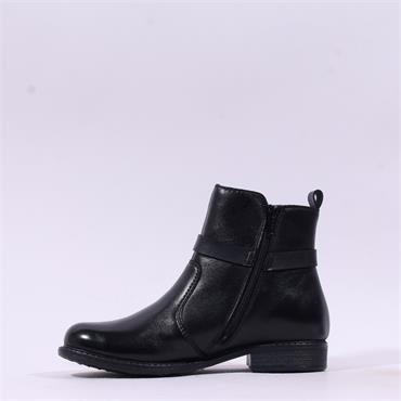 Rieker Low Heel Link Detail Ankle Boot - Black Leather